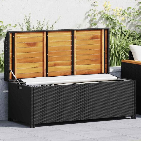 vidaXL Garden Storage Bench 120 cm Poly Rattan Grey