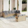 vidaXL 9 Piece Garden Sofa Set with Cushions Beige Poly Rattan