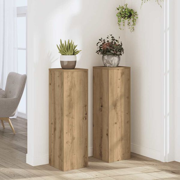 vidaXL Plant Stand 2pcs Artisan Oak 25x25x80 cm Engineered Wood