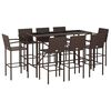 vidaXL 9 Piece Garden Bar Set Brown Poly Rattan