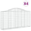 vidaXL Arched Gabion Baskets 4 pcs 200x30x100/120 cm Galvanised Iron