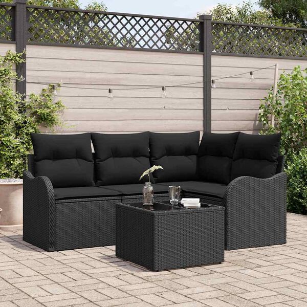 vidaXL Garden Sofa Set Black Poly Rattan