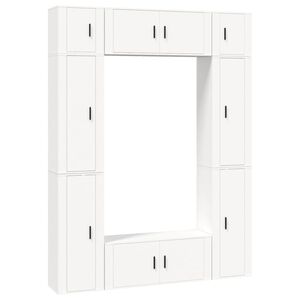 vidaXL 8 Piece TV Cabinet Set White Engineered Wood