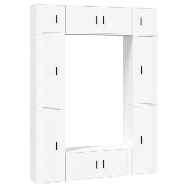 vidaXL 8 Piece TV Cabinet Set White Engineered Wood