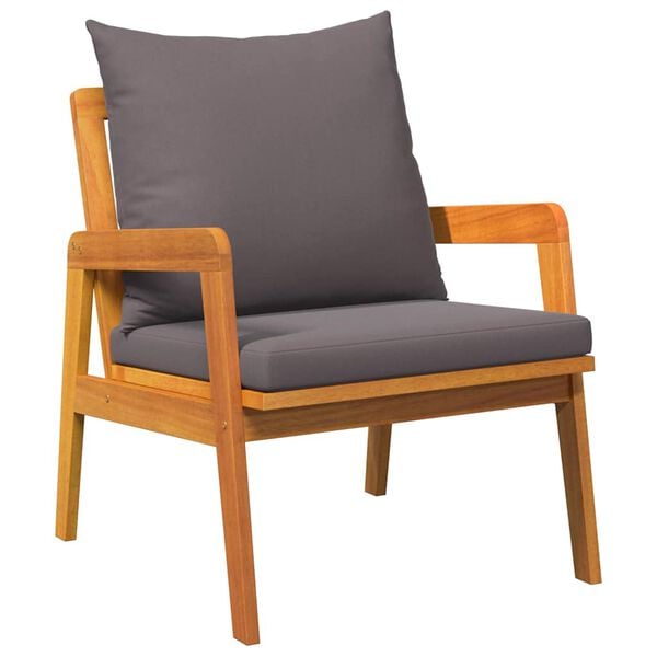 vidaXL Garden Chair with Cushion 2 pcs Oil Natural Solid Acacia Wood