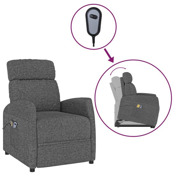 vidaXL Stand up Massage Chair Dark Grey Fabric