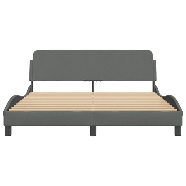 vidaXL Bed Frame "Dover" Dark Grey 152x203 cm Queen Fabric