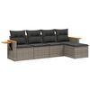 vidaXL 5 Piece Garden Sofa Set with Cushions Grey Poly Rattan