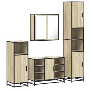 vidaXL 4 Piece Bathroom Furniture Set Sonoma Oak Engineered Wood