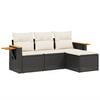 vidaXL 4 Piece Garden Sofa Set with Cushions Black Poly Rattan