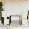 vidaXL 7 Piece Garden Bistro Set with Cushions Black Poly Rattan