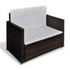 vidaXL Garden Sofa Poly Rattan Brown