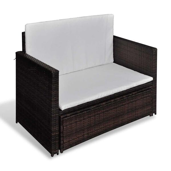 vidaXL Garden Sofa Poly Rattan Brown