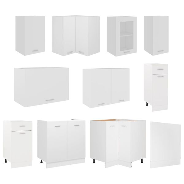 vidaXL 11 Piece Kitchen Cabinet Set Lyon White Engineered Wood