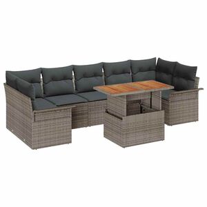 vidaXL Garden Sofa Set with Cushion Height Adjustable 8 pcs Grey