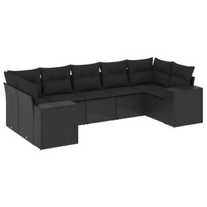 vidaXL 7 Piece Garden Sofa Set with Cushions Black Poly Rattan