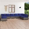vidaXL 9 Piece Garden Lounge Set with Cushions Poly Rattan Grey