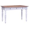 vidaXL Desk | White and Natural | Solid mahogany wood | Standard desk size
