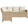 vidaXL L-shaped Couch Sofa with Cushions Beige Poly Rattan