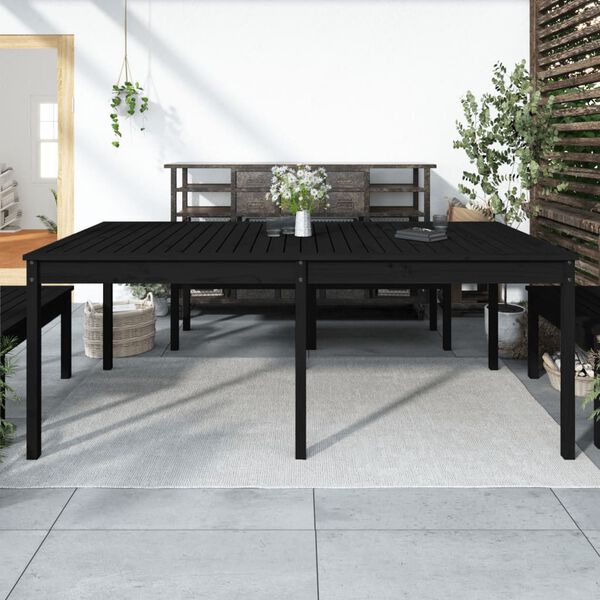 vidaXL Garden Table Black 203.5x100x76 cm Solid Wood Pine