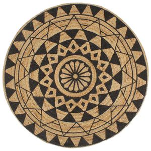 vidaXL Handmade Rug Jute with Black Print 120 cm