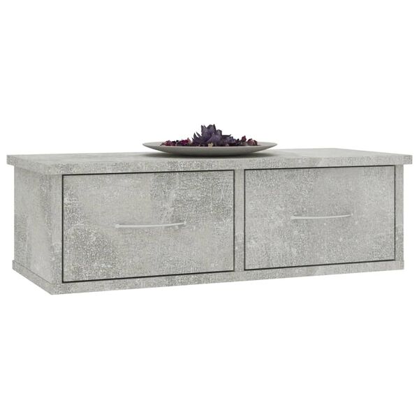 vidaXL Wall-mounted Drawer Shelf Concrete Grey 60x26x18.5 cm Engineered Wood