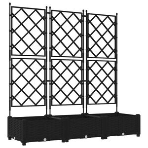 vidaXL Garden Planter 3 pcs Black 120 x 40 x 125.5 cm PP