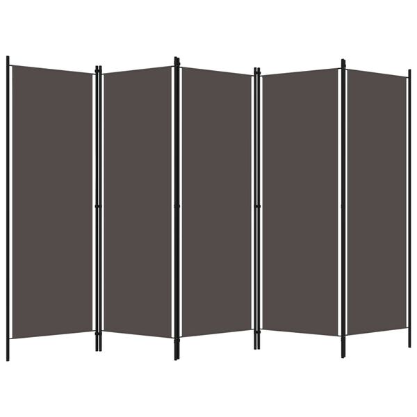 vidaXL 5-Panel Room Divider Anthracite 250x180 cm