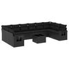 vidaXL 11 Piece Garden Sofa Set with Cushions Black Poly Rattan