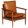 vidaXL Armchair Brown Real Leather with Acacia Wood