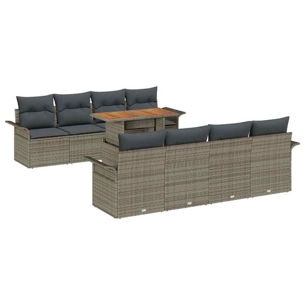 vidaXL Garden Sofa Set with Cushion 7 pcs Grey Poly Rattan