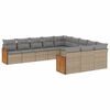 vidaXL 11 Piece Garden Sofa Set with Cushions Beige Poly Rattan