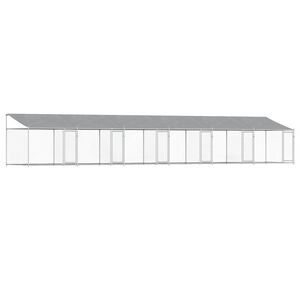 vidaXL Dog Cage with Roof and Doors Grey 12x2x2 m Galvanised Steel