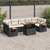 vidaXL 8 Piece Garden Sofa Set with Cushions Black Poly Rattan Acacia