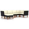 vidaXL 6 Piece Garden Lounge Set with Cushions Poly Rattan Black