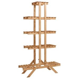 vidaXL Plant Stand | Natural Wood | Firwood | Medium | Shelving | Plant Stand