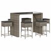 vidaXL 7 Piece Garden Bar Set with Cushions Grey Poly Rattan