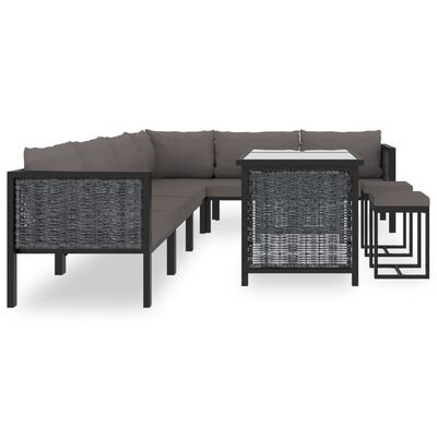 vidaXL 9 Piece Garden Lounge Set with Cushions Poly Rattan Anthracite