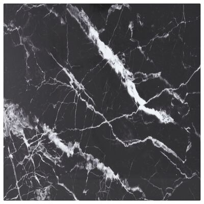 vidaXL Table Top Black 50x50 cm 6 mm Tempered Glass with Marble Design