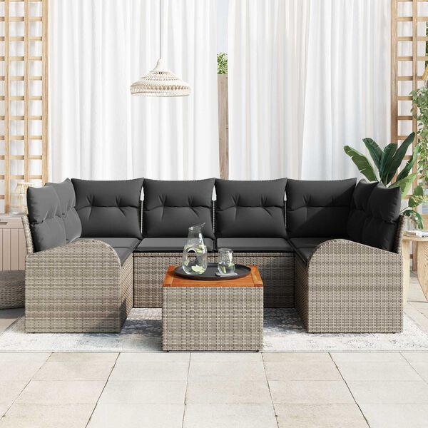 vidaXL Garden Sofa Set 7 pcs Grey