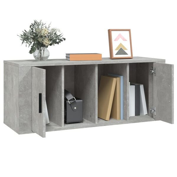 vidaXL TV Cabinet Concrete Grey 100x35x40 cm Engineered Wood