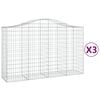 vidaXL Arched Gabion Baskets 3 pcs 200x50x120/140 cm Galvanised Iron