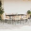 vidaXL 7 Piece Garden Dining Set with Cushions Brown Poly Rattan Glass