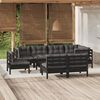 vidaXL 9 Piece Garden Lounge Set with Cushions Black Solid Pinewood