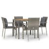 vidaXL 5 Piece Garden Dining Set with Cushions Grey Poly Rattan