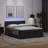 vidaXL Ottoman Bed with Mattresses & LEDs Black Queen Faux Leather