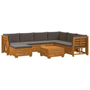 vidaXL 8 pcs Outdoor Sofa Set Solid Acacia Wood Brown