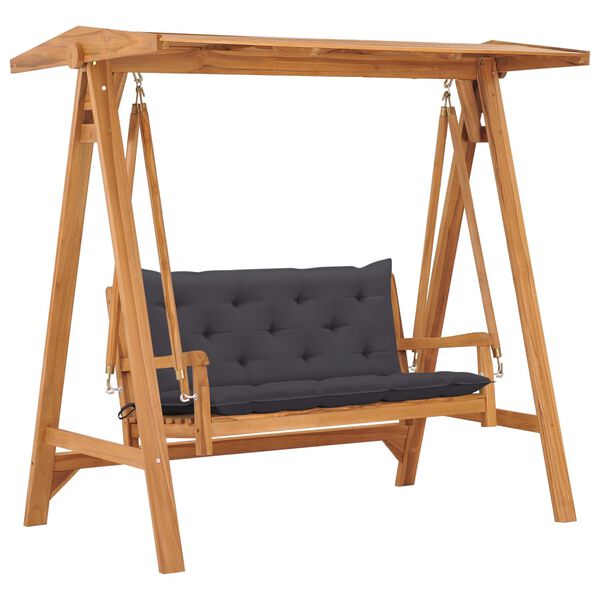 vidaXL Swing Bench with Anthracite Cushion 170 cm Solid Teak Wood