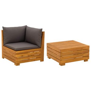 vidaXL 2 Piece Garden Lounge Set Solid Acacia Wood Brown