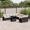 vidaXL 11 Piece Garden Sofa Set with Cushions Black Poly Rattan